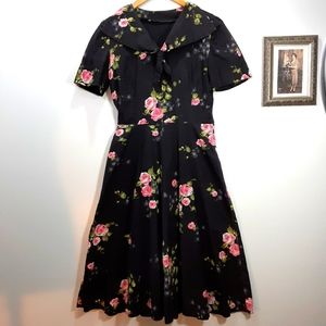 Handmade Vintage 50's Cotton Floral Dress Sm. 4- 6